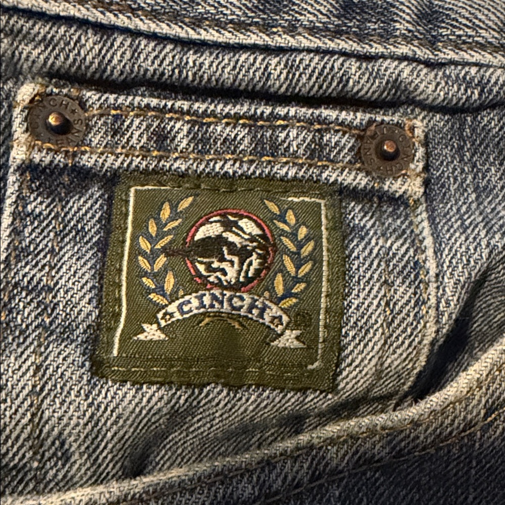 Cinch Classic Blue Jeans with Green Accent